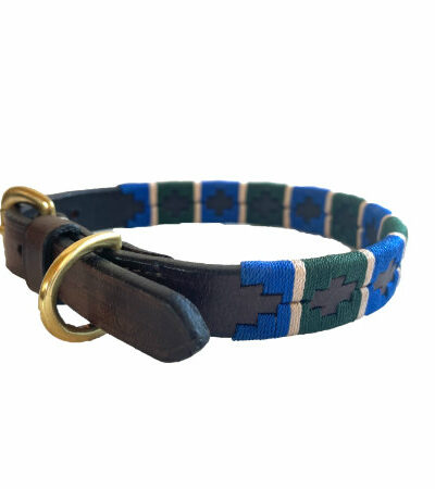 BR Polo Dog Collar (Nvy-Green-Champagne Stripe)