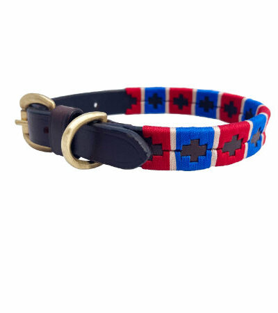 BR Polo Dog Collar (Red-Nvy-Champagne Stripe)